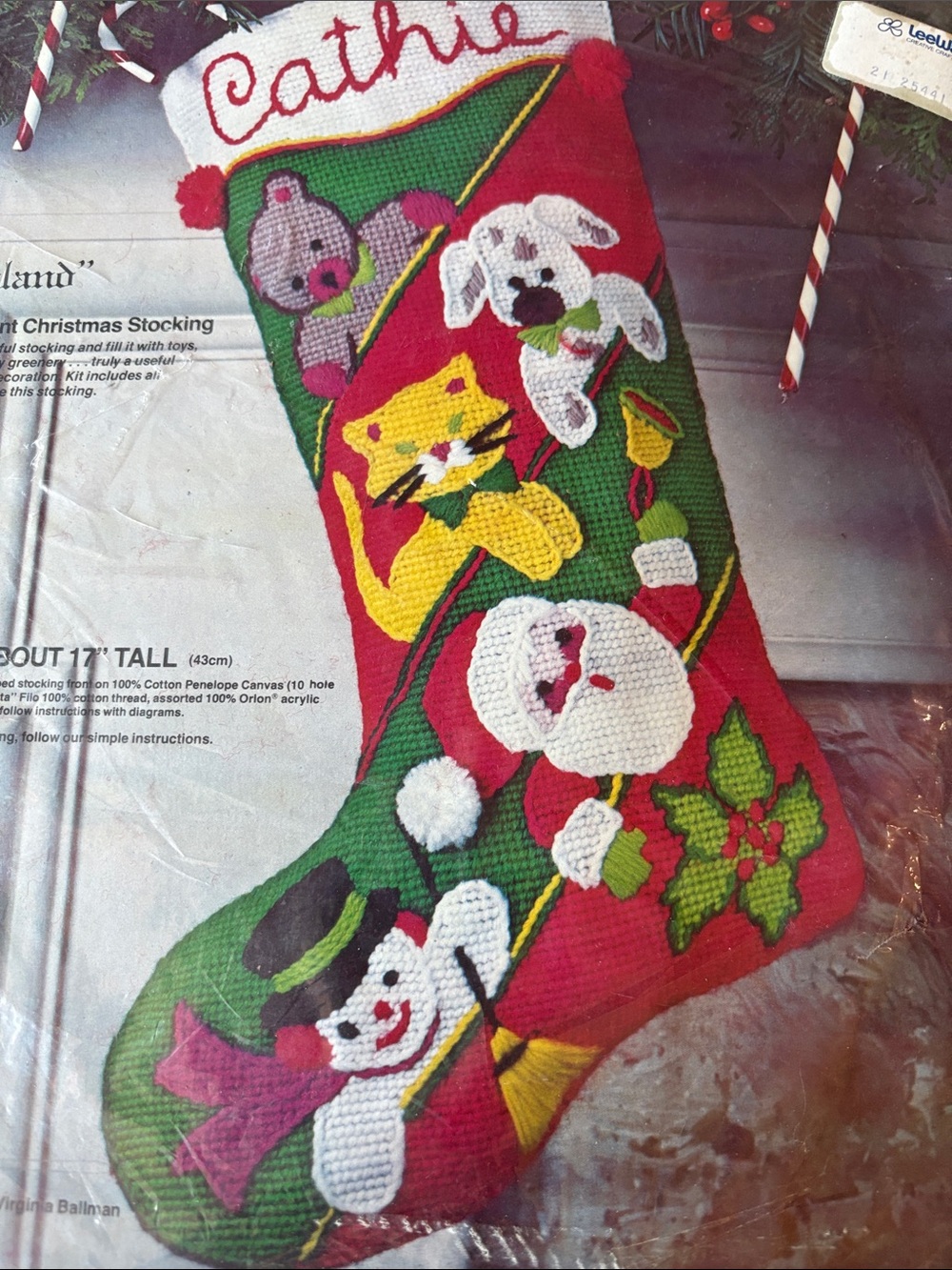 PARAGON Red, Green, White Festive Pet Holiday Stocking needle point kit